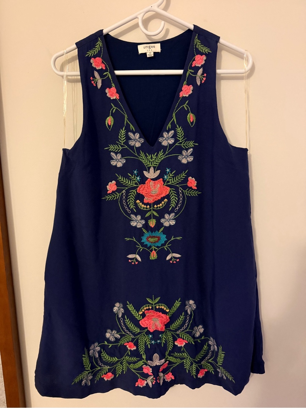 Umgee Boho Embroidered V-Neck Dress